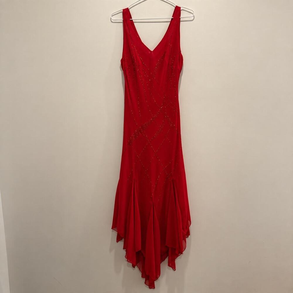 Vintage Sugar Red Beaded Chiffon Dress